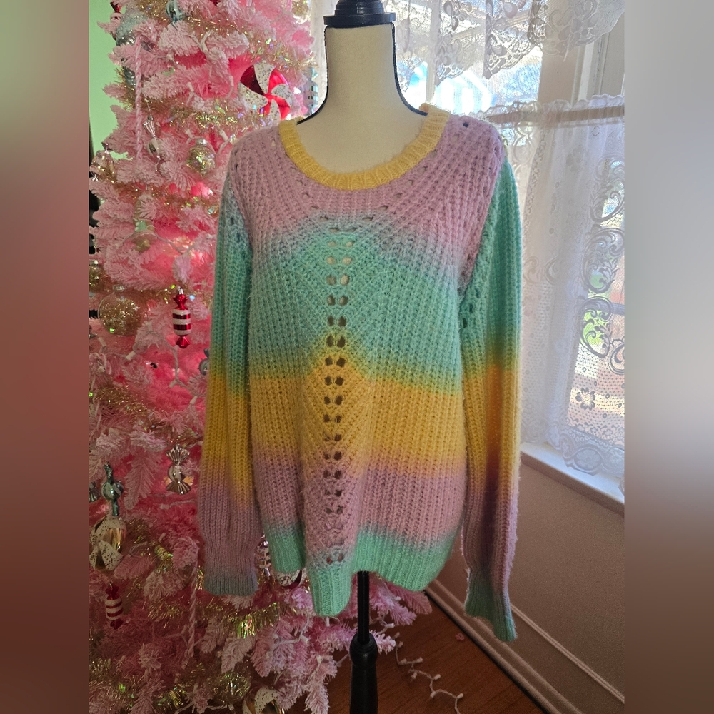 Anthropologie Rainbow Sweater XL